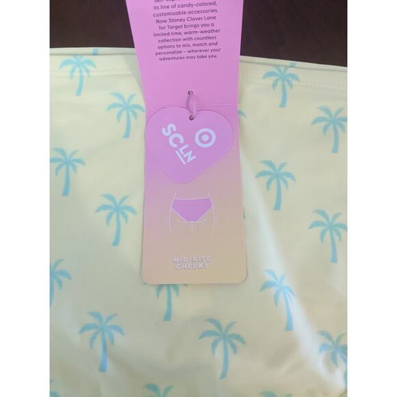 Stoney Clover Bikini Bottom 2X Yellow Plus Cheeky Mid Rise Palm Tree Tropical - Picture 3 of 14